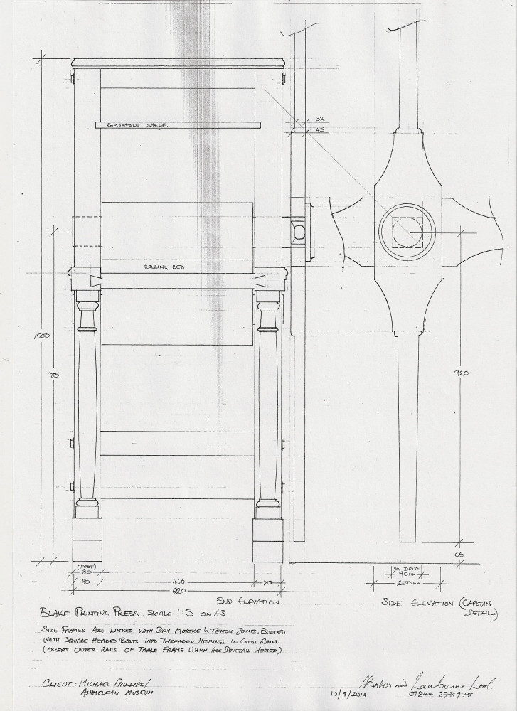 Blake Press end elevation sketch