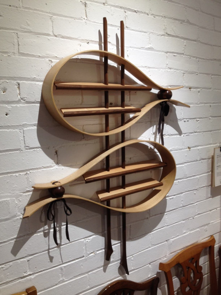 Steam-bent timber shelving