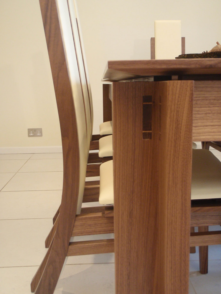 Walnut dining suite detail