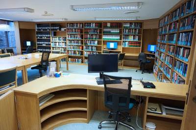 New reception desk and extra section of bookcase for the Churchill Archive Library