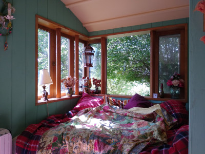 Warm cosy garden room interior